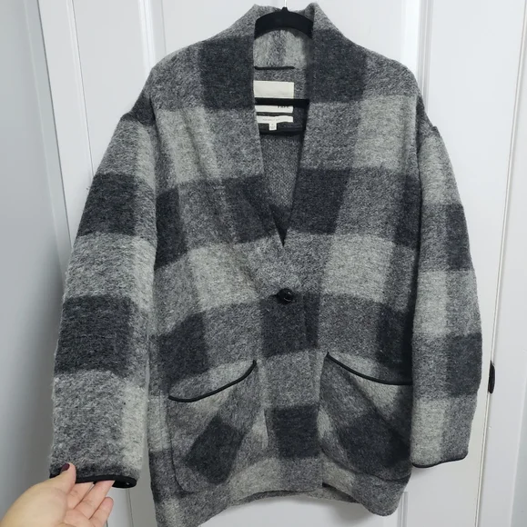 ARITZIA WILFRED FREE Grey Plaid Wool Neelam Jacket Coat - Picture 6 of 12